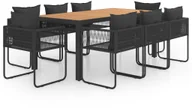Meble ogrodowe - vidaXL 9-częściowy zestaw mebli ogrodowych, rattan PVC, czarno-brązowy - miniaturka - grafika 1