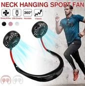 Wentylatory - Nowa regulacja 360 ° przenośny wentylator USB głośnomówiący wentylator na szyję wiszący akumulator - miniaturka - grafika 1