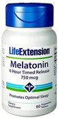 Witaminy i minerały dla sportowców - LIFE EXTENSION LIFE EXTENSION Melatonin 6 Hour Timed Release 750mcg 60vegtabs - miniaturka - grafika 1