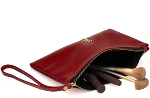 Solier Gold for Women Skórzana kosmetyczka damska FK03 Solier czerwona - Kosmetyczki, organizery i kuferki - miniaturka - grafika 3