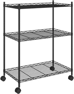 vidaXL 3-poziomowy regał na kółkach, 60x35x81 cm, czarny, 150 kg 324626 - Szafy i regały magazynowe - miniaturka - grafika 2