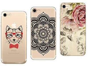 NOVAGO Novago Etui ochronne, kompatybilne z iPhone SE 2020, iPhone 7, iPhone 8 4,7 cala, 3 sztuki, elastyczne, przezroczyste i wytrzymałe, z fantazyjnym nadrukiem (wielokolorowe #8) TPUIPhone78 - Etui i futerały do telefonów - miniaturka - grafika 3