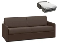 Sofy i kanapy - Vente-Unique 4-osobowa kanapa z ekspresowym mechanizmem rozkładania z tkaniny CALIFE - Kolor: czekoladowy - Wymiary miejsca do spania: 160 cm - Materac 22 cm - miniaturka - grafika 1