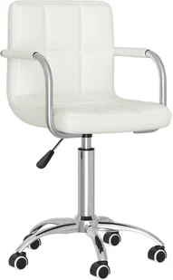 Fotel biurowy, krzesło biurowe vidaXL Obrotowe krzesło biurowe, białe, obite sztuczną skórą - Fotele i krzesła biurowe - miniaturka - grafika 2