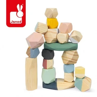 Janod Drewniane Kamyki 20 szt. Sweet Cocoon klocki - Układanki dla dzieci - miniaturka - grafika 2