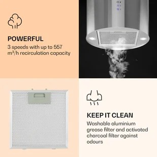 Klarstein Barella 35 Inox TK15CH-Barella-BK - Okapy kuchenne - miniaturka - grafika 4