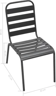 vidaXL Sztaplowane krzesła ogrodowe, 2 szt., stal, ciemnoszare, listwy - Fotele i krzesła ogrodowe - miniaturka - grafika 7