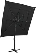 Parasole ogrodowe - vidaXL 4-poziomowy parasol na aluminiowym słupku, czarny, 250x250 cm 313826 - miniaturka - grafika 1