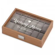 Pudełka i szkatułki - Murrano Drewniana Szkatułka Kuferek na Zegarki GRAWER Miłosny SZKT-DR12-015 - miniaturka - grafika 1