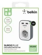 Listwy zasilające - Belkin Listwa zasilająca Surge plus Wallmount 1-f. + 2xUSB 2,4A Surge Pro (BSV103VF) - miniaturka - grafika 1