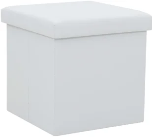 vidaXL Składane stołki ze schowkiem, 2 szt., ekoskóra, 38x38x38 cm vidaXL - Pufy i podnóżki - miniaturka - grafika 3