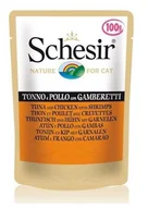Mokra karma dla kotów - Schesir karma dla kotów saszetka tunczyk z kurczakiem i krewetkami 50g - miniaturka - grafika 1