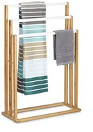 Wieszaki łazienkowe - Relaxdays bambus wieszak na ręczniki wys. x szer. x głęb.): ok. 82 x 54 x 24 cm treppenfoermiger stojak na ręcznik z 3 drążki na ręczniki jako eleganckie Bad dodatek na ręczniki w stylu naturalnym, na 10020308 - miniaturka - grafika 1