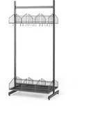 Wyposażenie sportowe i gimnastyczne - AJ Produkty Podłogowy regał do szatni TRD, moduł podstawowy, 900x2000 mm, ciemnoszary - miniaturka - grafika 1