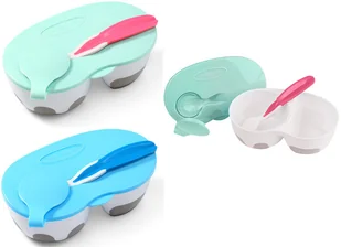 BabyOno miseczka dwukomorowa z łyżeczką 1067 - Zestawy naczyń dla dzieci - miniaturka - grafika 2