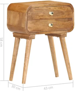 vidaXL Szafka nocna, 43x30x58 cm, lite drewno mango - Szafki nocne - miniaturka - grafika 6