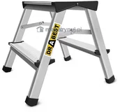 Drabiny - Drabina aluminiowa, dwustronna, 2 stopnie, wytrzymałość: 125-150 kg (wytrzymałość 125 kg) - miniaturka - grafika 1