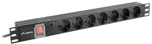 Lanberg lanberg Listwa zasilająca Rack PDU 1U 7x Schuko 2m 10A czarna (PDU-07F-0200-IEC-BK) - Listwy zasilające - miniaturka - grafika 2