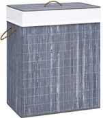 Kosze na bieliznę - vidaXL Bambusowy kosz na pranie, szary, 83 L vidaXL - miniaturka - grafika 1