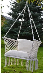 SASKA GARDEN Hamak ażurowy fotel wiszący 72x62cm z poduszką ecru victoriasport-1018065-0 - Fotele ogrodowe wiszące - miniaturka - grafika 6