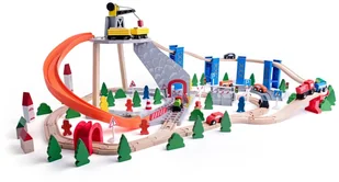 Woody Kolejka drewniana z dźwigiem 130 elementów WD90588 - Pociągi dla dzieci - miniaturka - grafika 2