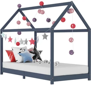 vidaXL Rama łóżka dziecięcego, szara, lite drewno sosnowe, 70 x 140 cm vidaXL - Łóżka dla dzieci i młodzieży - miniaturka - grafika 2