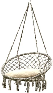 SASKA GARDEN Hamak ażurowy fotel wiszący 80x60cm z poduszką szary victoriasport-1018058-0 - Fotele ogrodowe wiszące - miniaturka - grafika 9