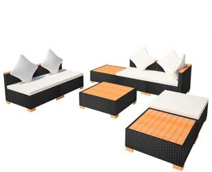 vidaXL Zestaw mebli do ogrodu, 18 części, czarny polirattan, blat WPC - Meble ogrodowe - miniaturka - grafika 4