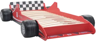 vidaXL Łóżko dziecięce w kształcie samochodu, 90x200 cm, czerwone vidaXL - Łóżka dla dzieci i młodzieży - miniaturka - grafika 8