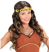 Dodatki do strojów karnawałowych - WIDMANN Andreas 04659  Hippie lub średniowieczna peruka z kwiatami opaska na czoło w woreczku, One Size - miniaturka - grafika 1