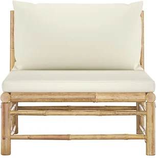 VidaXL Ogrodowa sofa środkowa, śmietankowe poduszki, bambus 313146 - Sofy ogrodowe - miniaturka - grafika 3