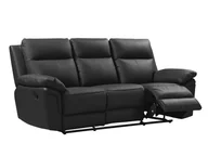 Sofy i kanapy - Vente-Unique Sofa 3-osobowa z mechanizmem relaksu ze skóry bawolej PAKITA - kolor czarny - miniaturka - grafika 1