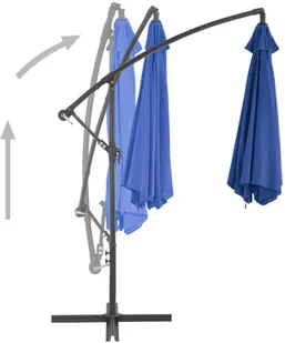 vidaXL Parasol wiszący z aluminiowym słupkiem, 300 cm, niebieski vidaXL - Parasole ogrodowe - miniaturka - grafika 4