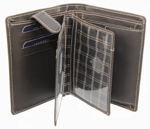 Cefirutti Portfel Męski Skórzany Skóra Licowa Duży Pionowy Bez Zapięcia Dwa Listki Z Zapinką Wewnątrz Matowy HT 75699 - Portfele - miniaturka - grafika 5