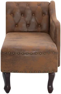 vidaXL Szezlong, brązowy, sztuczna skóra zamszowa - Szezlongi - miniaturka - grafika 4