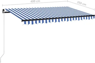 VidaXL Lumarko Ręcznie zwijana markiza z LED, 400 x 350 cm, niebiesko-biała! 3069181 VidaXL - Markizy - miniaturka - grafika 7