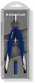 Zestawy szkolne - Staedtler STAEDTLER Mars Comfort 556 00 cyrkiel, wysoka jakość z prowadzeniem wrzeciona, wrzeciono środkowe, dokładnie i precyzyjne, niebiesko-srebrne, stabilne etui z klapką 556 00 - miniaturka - grafika 1