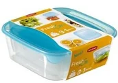 Pojemniki kuchenne - Curver 214136 Fresh' N GB puszki na zapasy 4 hermetyczne kwadratowe tworzywo sztuczne przezroczyste/niebieskie 23 x 23 x 9 cm 08927-051-49 - miniaturka - grafika 1