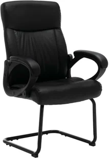 Fotel biurowy, krzesło biurowe vidaXL Krzesło biurowe, wspornikowe, czarne, sztuczna skóra - Fotele i krzesła biurowe - miniaturka - grafika 7