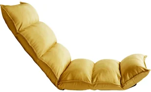 vidaXL Składane krzesło podłogowe, musztardowe, tkanina vidaXL - Pufy i podnóżki - miniaturka - grafika 3