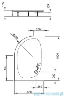 Radaway Patmos E 100x80 lewy 4P81155-03BL - Brodziki prysznicowe - miniaturka - grafika 2