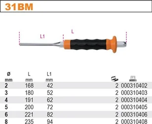 Beta WYBIJAK CYLINDRYCZNY Z RĘKOJEŚCIĄ 180MM 31BM/3 - Dłuta - miniaturka - grafika 2