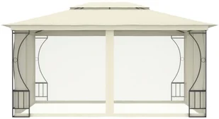 vidaXL Altana ogrodowa z zasłonami, 300x400x265 cm, kremowa - Altany ogrodowe - miniaturka - grafika 3