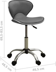 Fotel biurowy, krzesło biurowe VidaXL Taboret kosmetyczny, szary, sztuczna skóra 323678 VidaXL - Fotele i krzesła biurowe - miniaturka - grafika 6