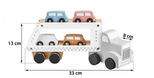 Drewniana Laweta - Cieżarówka Z 4 Samochodami - Samochody i pojazdy dla dzieci - miniaturka - grafika 11