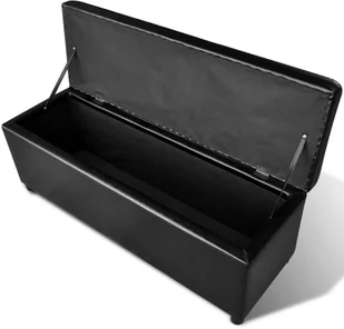 vidaXL Duga drewniana awka ze skrzyni czarna - Stoły - miniaturka - grafika 10