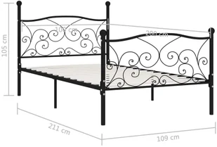 vidaXL Rama łóżka ze stelażem z listw, czarna, metalowa, 100 x 200 cm - Łóżka - miniaturka - grafika 4
