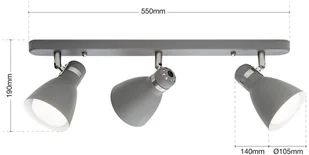Orion Spot sufitowy School, 3-punktowy, szary - Lampy sufitowe - miniaturka - grafika 5