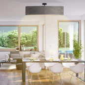 Lampy sufitowe - LYSNE Żyrandol do jadalni GRENADA VELUR fi 100 cm kolor szary 14578V/1 kolor szary - miniaturka - grafika 1