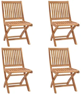 vidaXL Składane krzesła ogrodowe z poduszkami, 4 szt., drewno tekowe! 3072808 - Fotele i krzesła ogrodowe - miniaturka - grafika 3